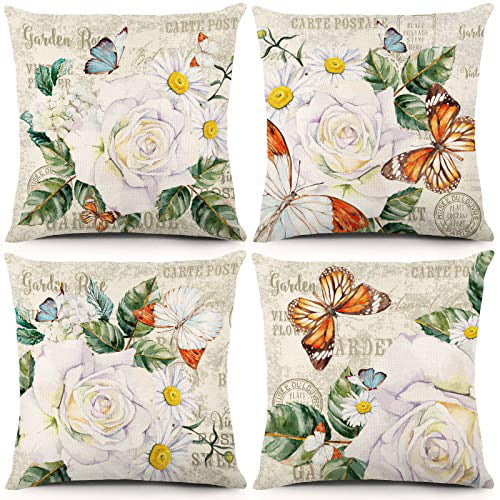 18" Vintage Flowers Sofa Seat Throw Pillow Case Living Room Floral Cushion Cover